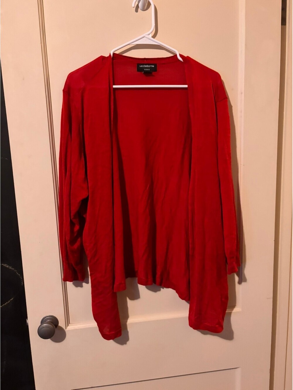 Liz Claiborne red open front cardigan 2X